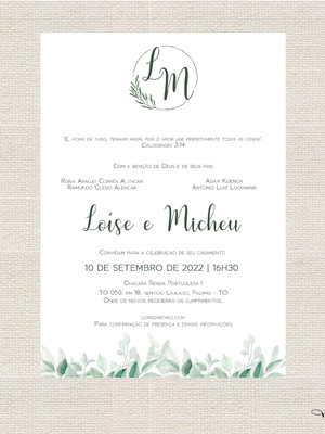 Convite casamento digital floral