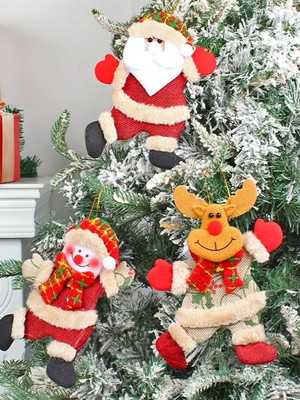 Enfeite de árvore de natal papai noel boneco de neve e urso