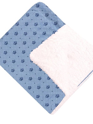 Cobertor manta com sherpa dupla face coroa azul