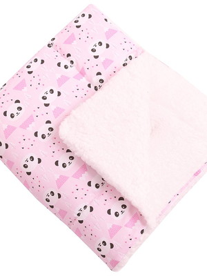 Cobertor manta com sherpa dupla face panda rosa