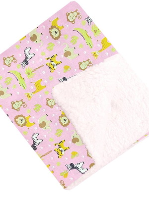 Cobertor manta com sherpa dupla face savana rosa