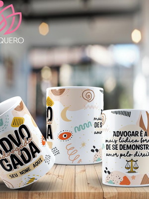Caneca profissão advogada, com seu nome