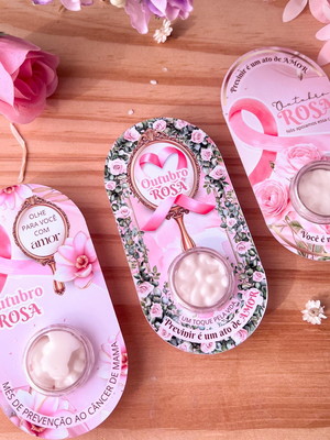 Potinho com hidratante com card - mimos outubro rosa