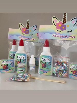 Kit slime unicornio embalagens personalizadas