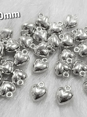Pingente coração prateada 10mm abs plástico-100peça