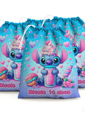 Sacolinha lembrancinha saquinho stitch doces de festa