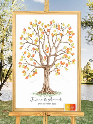 Quadro árvore de digitais personalizado para casamento