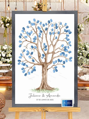 Quadro árvore de digitais para decoração de casamento