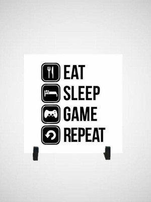 Azulejo decorativo gamer eat sleep game repeat