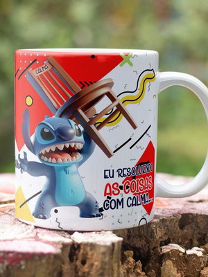 Caneca stitch resolvendo as coisas com calma