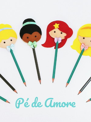 Kit 20 ponteiras de lápis princesas disney lembrancinha