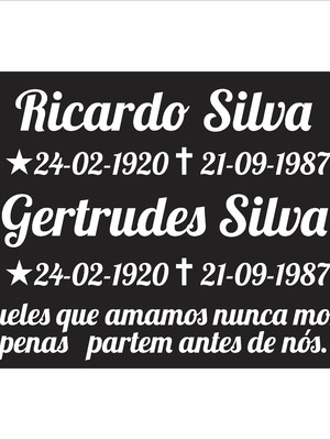 Placa de tumulo 45x27cm dois nomes+ datas