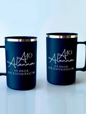 Canecas chopp aniversáro 40 anos com borda metalizada