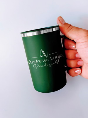 Caneca chopp formatura de psicologia com borda metalizada
