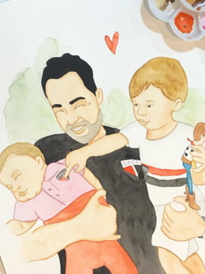 Ilustração aquarela personalizada 20x30