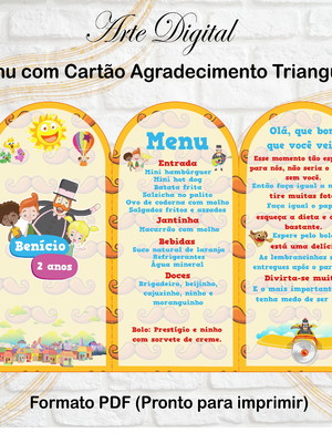 Menu triangular com agradecimento digital mundo bita