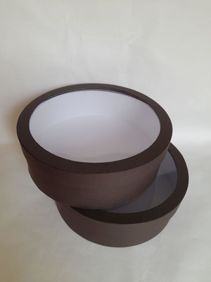 Caixa redonda com visor 25x8 cm