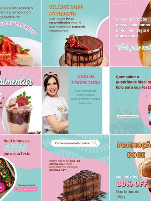 Pack canva confeitaria - 100 artes editáveis