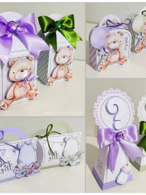 Kit chá revelação lilás e verde 15 unid