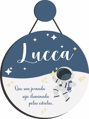 Enfeite porta maternidade astronauta, estrelas - frase