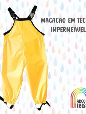 Macacão / jardineira em tecido impermeável arco iris