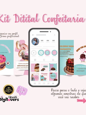 + de 200 de artes no canva de confeitaria