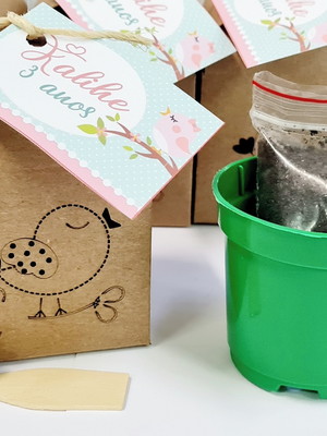 Kit cultivo kraft com semente personalizada - tema jardim