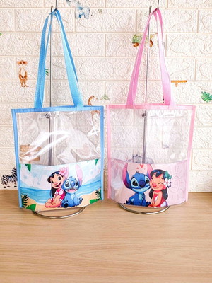 Bolsa praia personalizada stitch 30x30 logo loja brinde