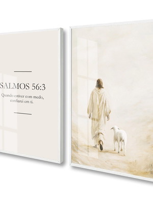 Quadro decorativo religião jesus cristo salmos com vidro