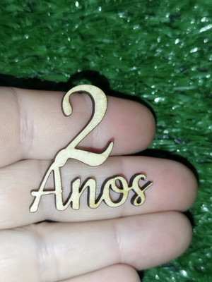 Aplique 2 anos em mdf cru 3,5 cm