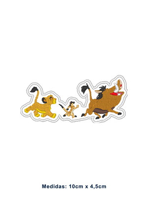 Patch bordado rei leão simba timão e pumba andando