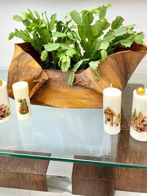 Kit vela decorativa porcelana , artesanal , decoração natal