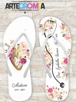 Chinelo para formatura de medicina coração anatomia