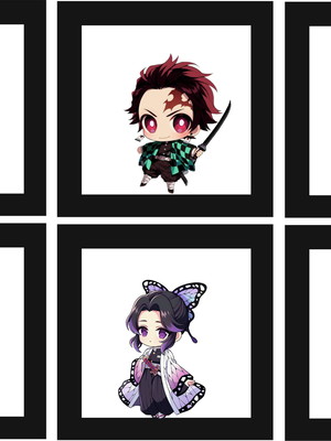 Kit 6 quadros decorativo personagens demon slayer anime