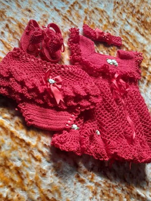 Conjunto infantil em crochê de 3 a 6 meses