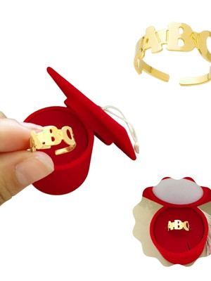 Anel formatura infantil abc regulagem + capelo vermelho