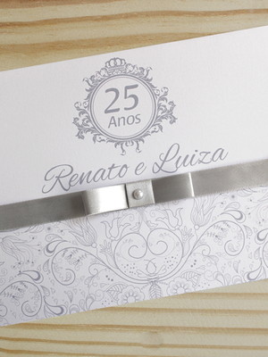 Convite bodas de prata - casamento - prata barato 25 anos