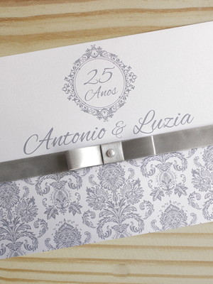 Convite bodas de prata - casamento - prata barato 25 anos
