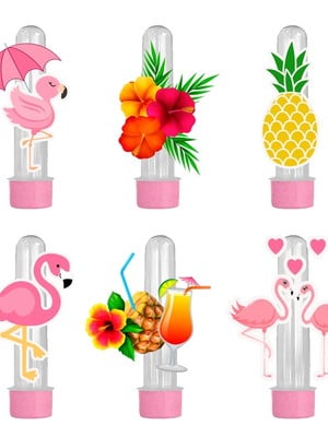 Kit 10 tubete com aplique flamingo
