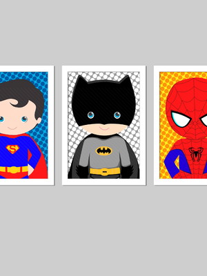 Quadros personalizados quarto de bebê super herois