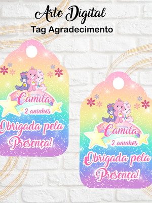 Arte digital tag agradecimento ursinhos carinhosos
