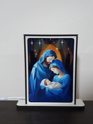 Luminária c/led e fonte bivolt com est.colorida 11x15cm