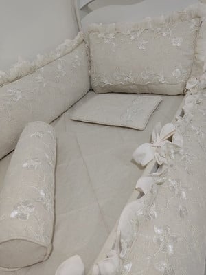 Kit berço luxo- linho/renda (8pçs)