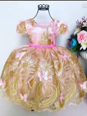 Vestido jardim encantado luxo dourado/tam 1 - 2
