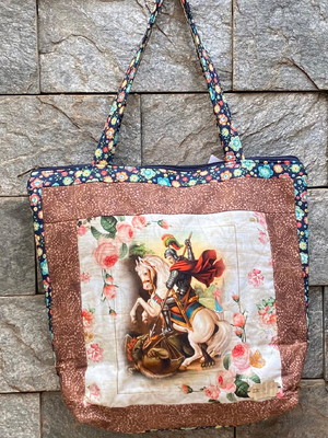 Bolsa sacola patchwork em tecido