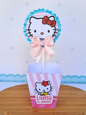 Centro de mesa cachepô hello kitty