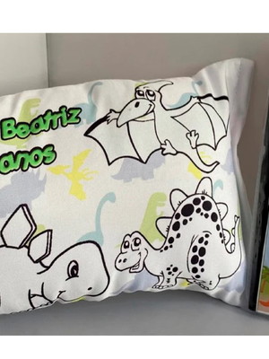 Kit com 30 almofadas laváveis de colorir dinossauro