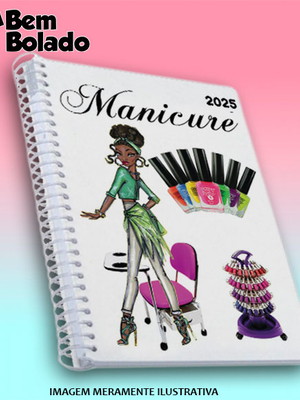 Agenda 2025 manicure salão de beleza com desenho de esmaltes