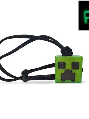 Colar minecraft creeper verde luminoso + brinde