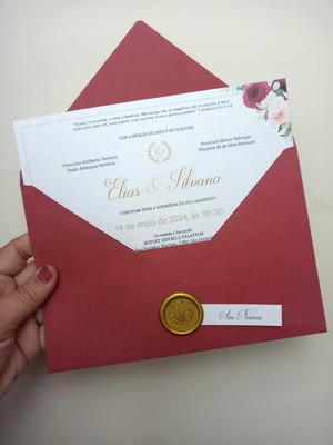 Convite de casamento clássico marsala